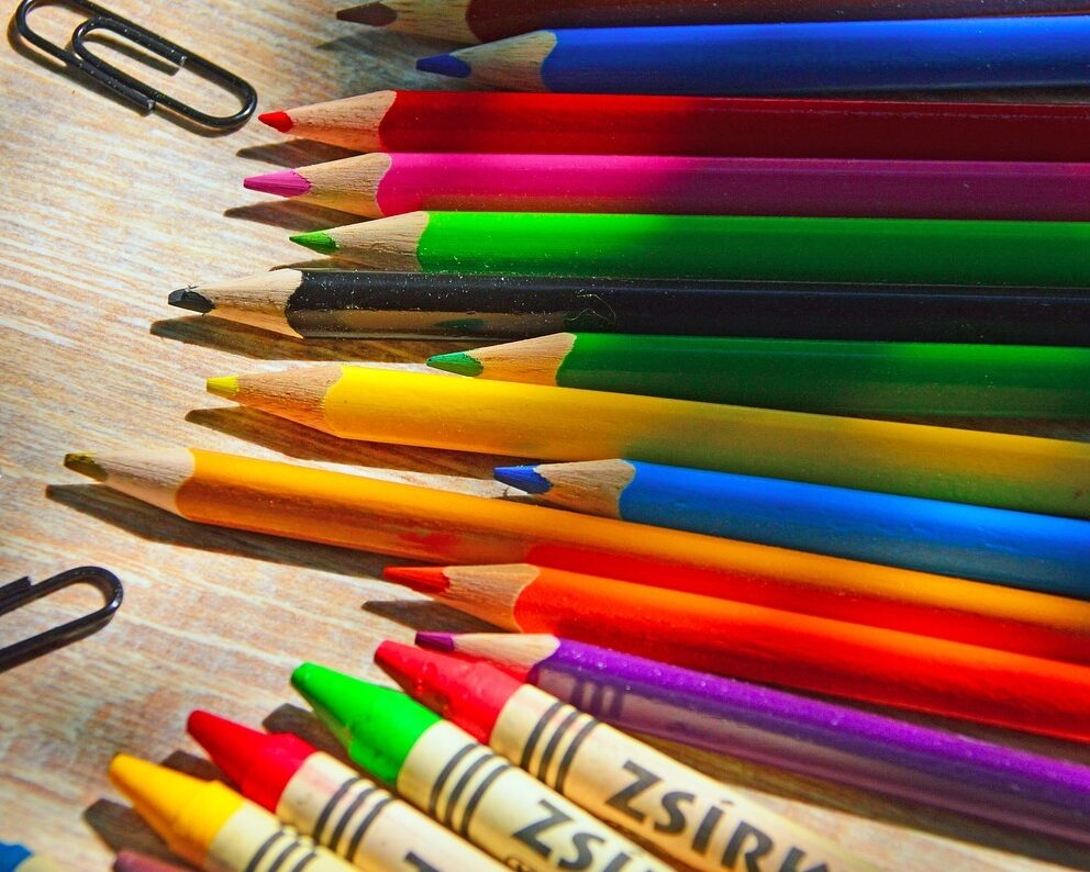 Back to school - pencils on a table