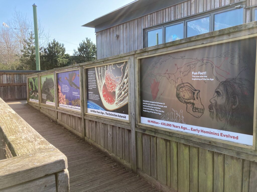 Signage showing the history of earth